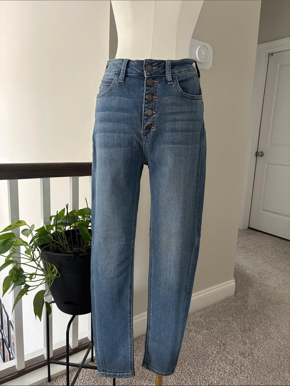 Just USA High-Rise Button-Fly Jeans - Medium Blue